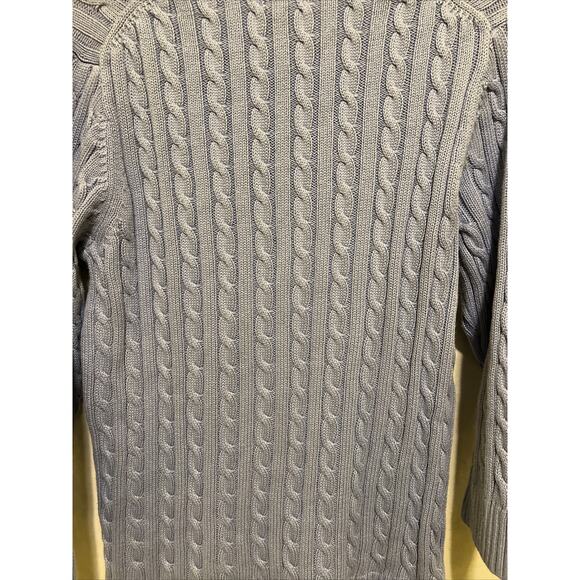 L.L. Bean Cable Knit Sweater Women's Size Large Periwinkle Blue 100% Cotton - Picture 7 of 10
